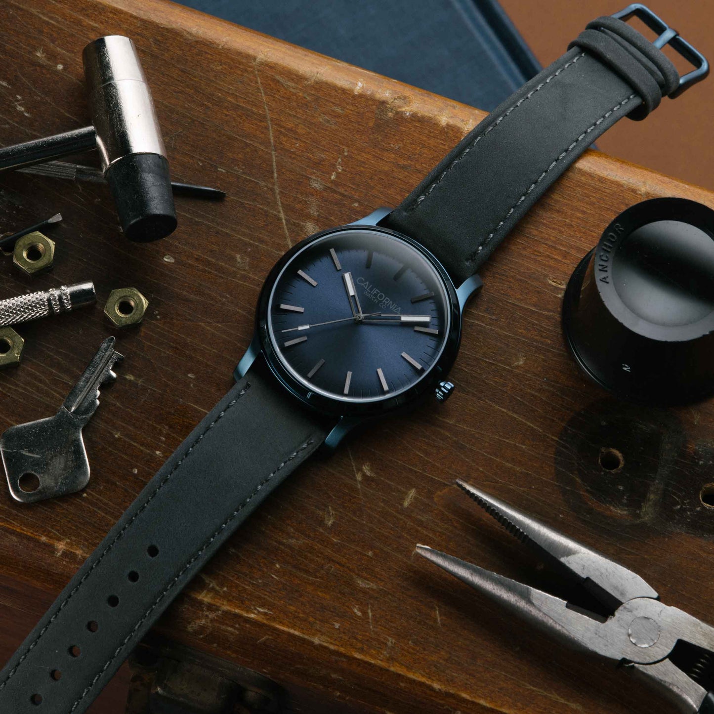 California Watch Co Laguna 40 Leather Deep Blue Gray