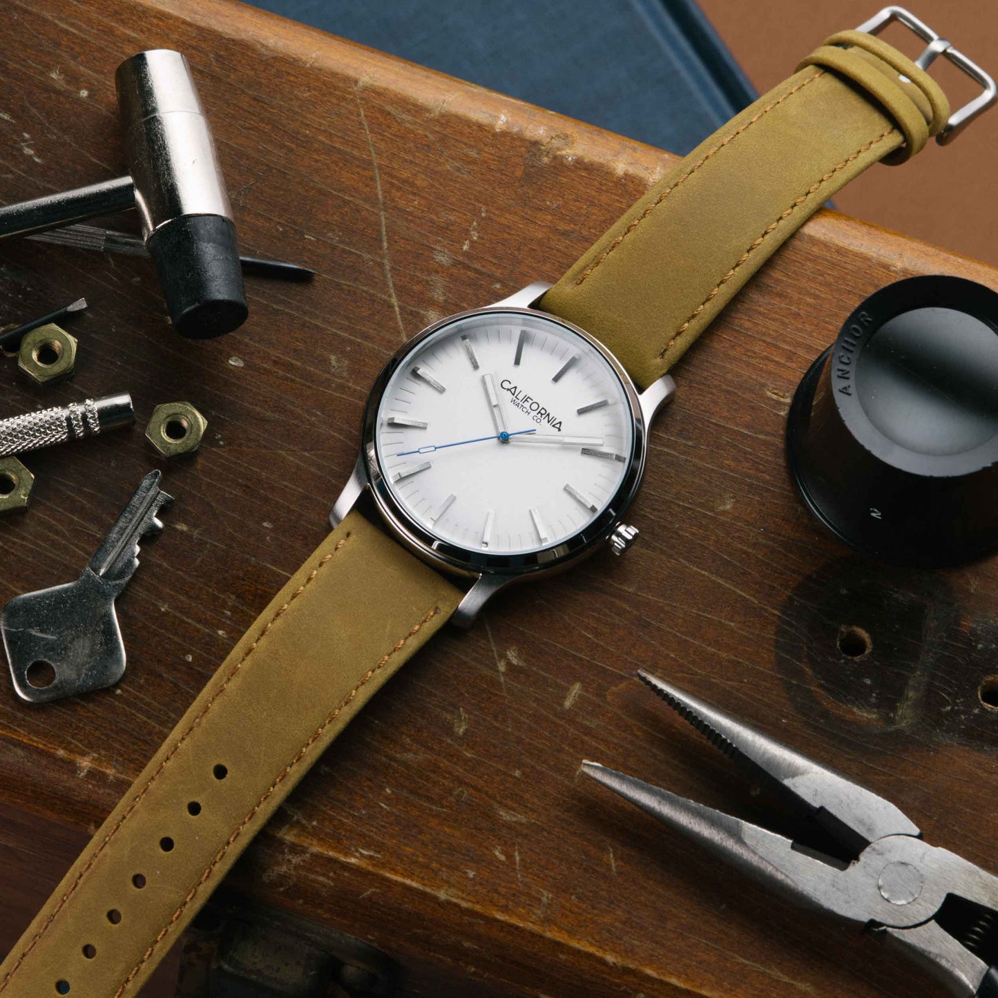 California Watch Co Laguna 40 Leather Sand White