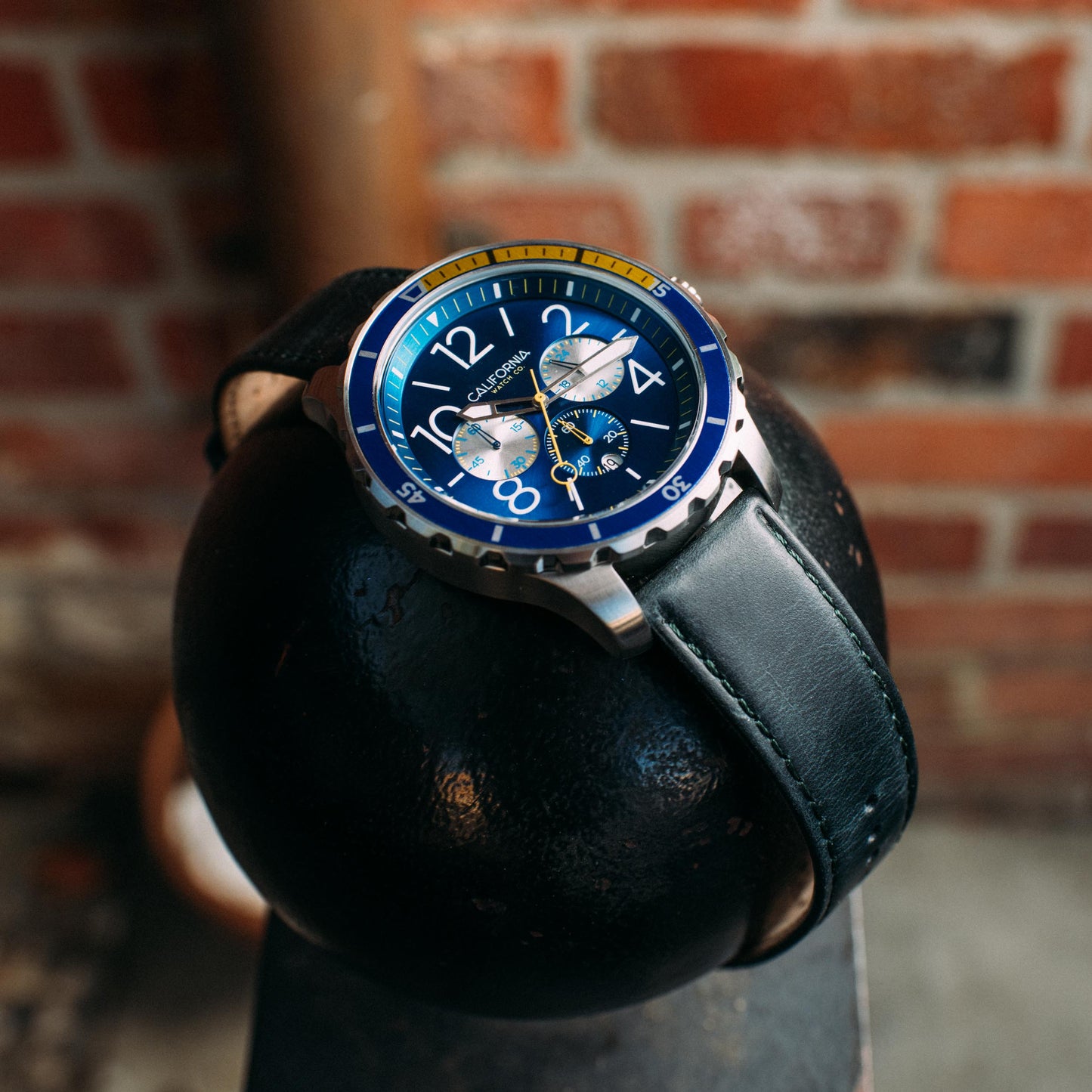 California Watch Co. Mavericks Chrono Leather Navy Yellow