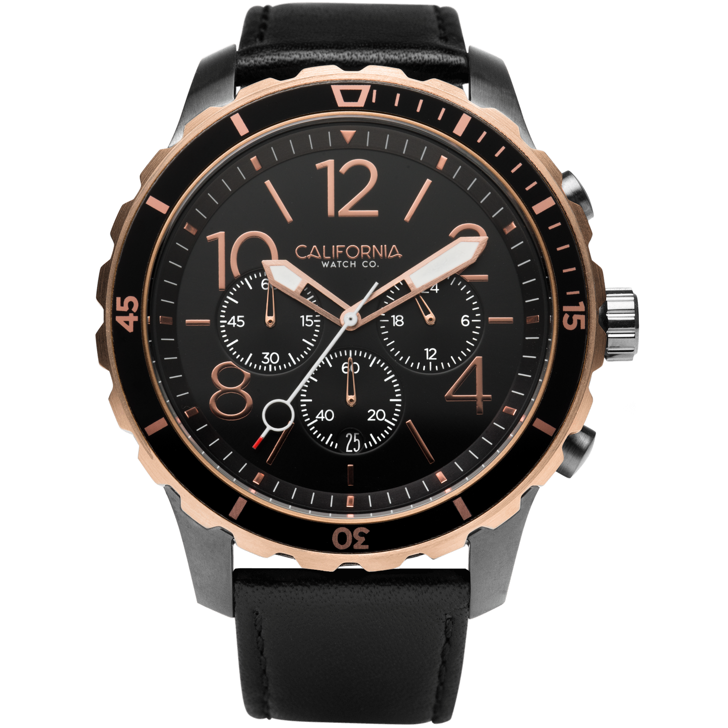 Mavericks Chrono Leather Gunmetal Rose Gold California Watch Co