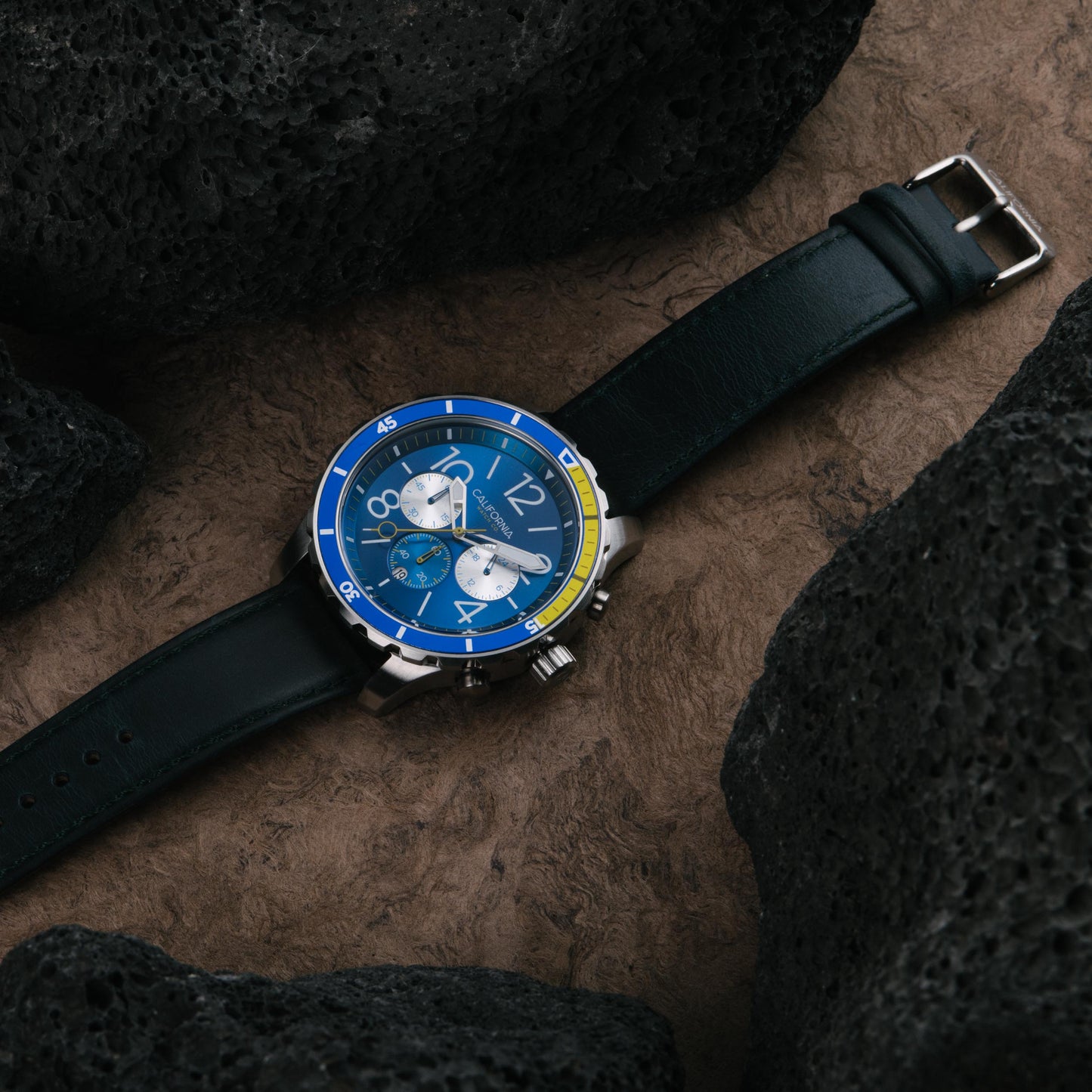 California Watch Co Mavericks Chrono Leather Navy Yellow