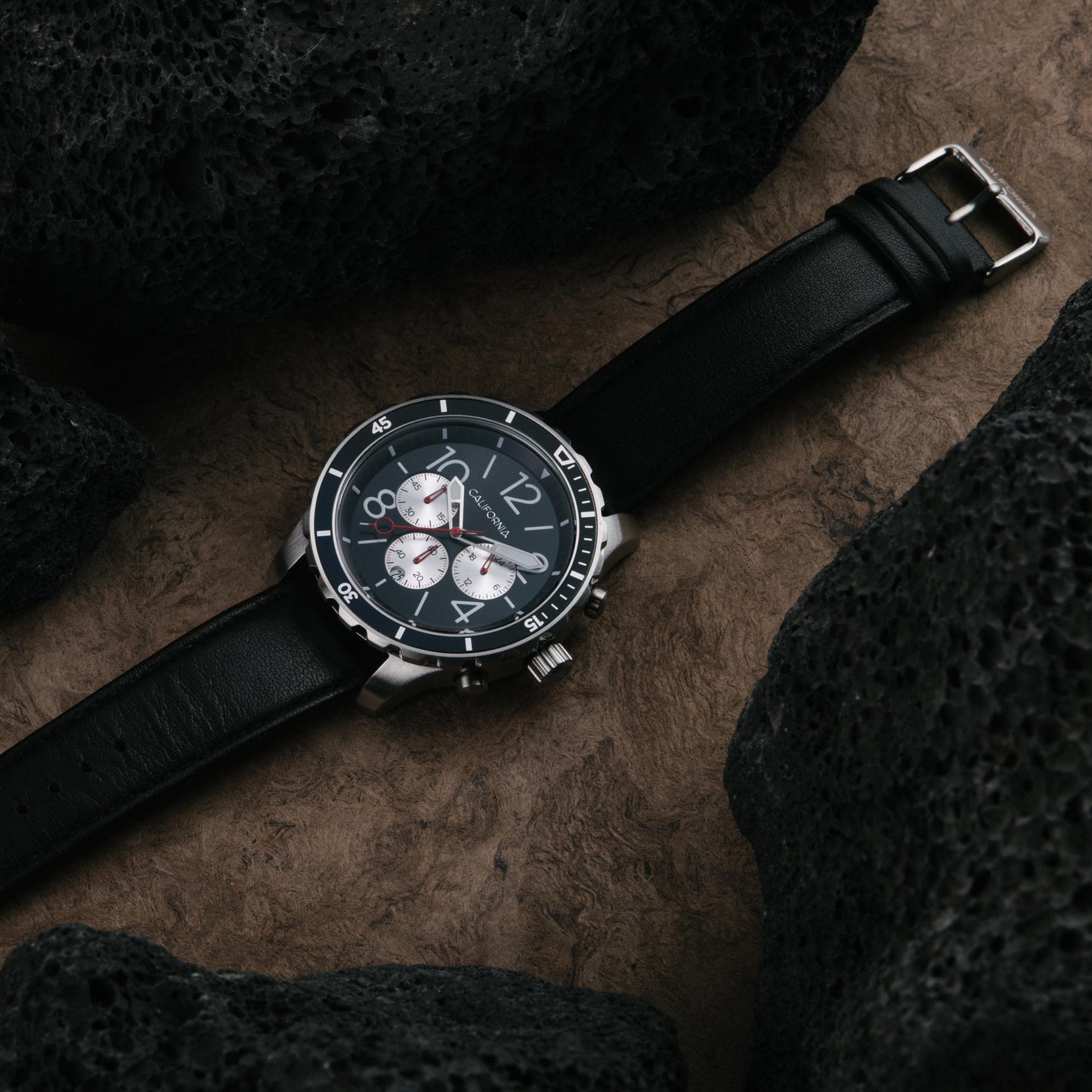 California Watch Co Mavericks Chrono Leather Silver Black
