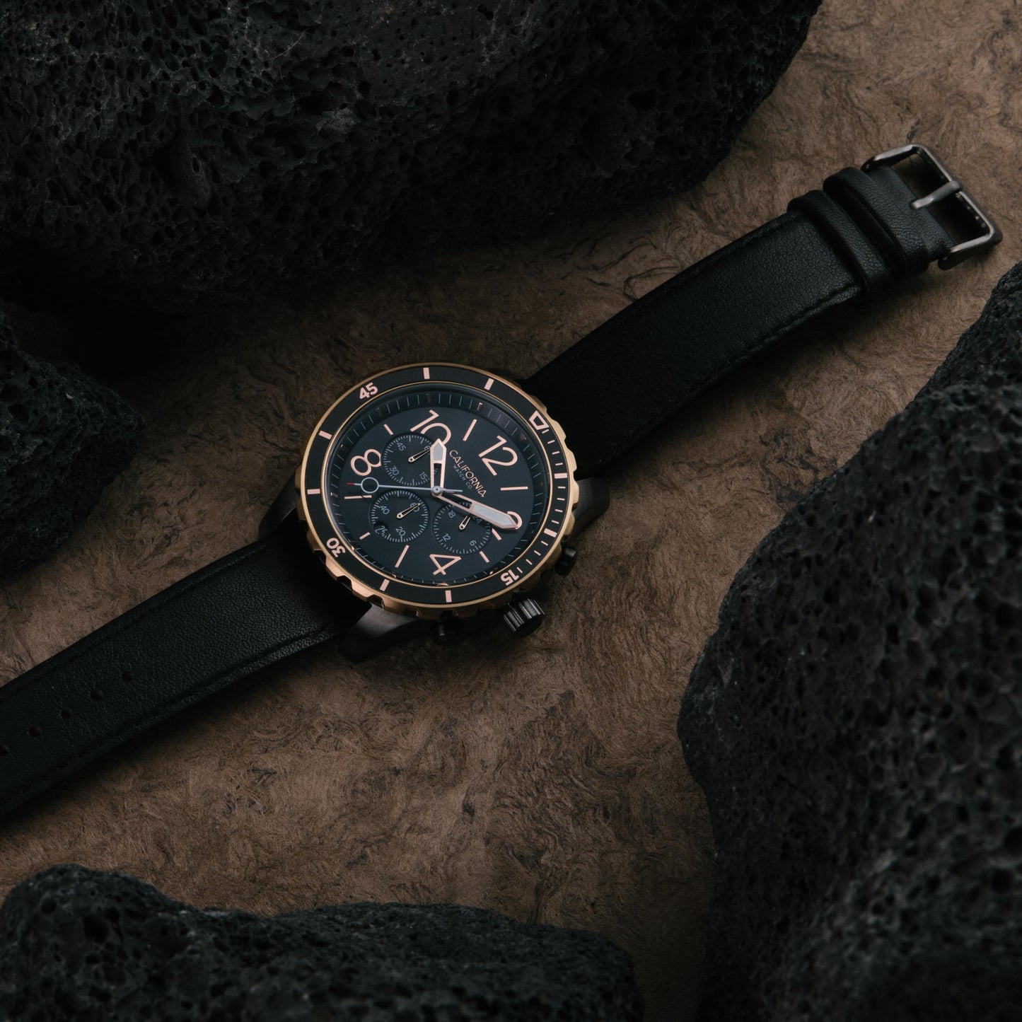 California Watch Co Mavericks Chrono Leather Gunmetal Rose Gold