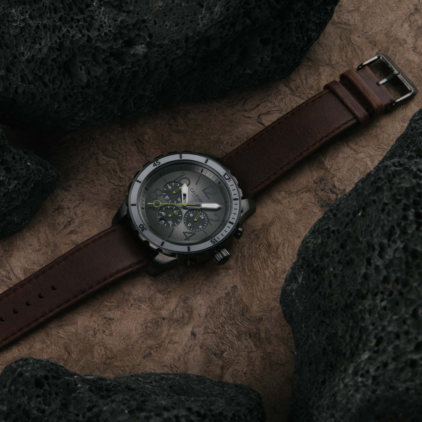 California Watch Co Mavericks Chrono Leather Gunmetal Brown