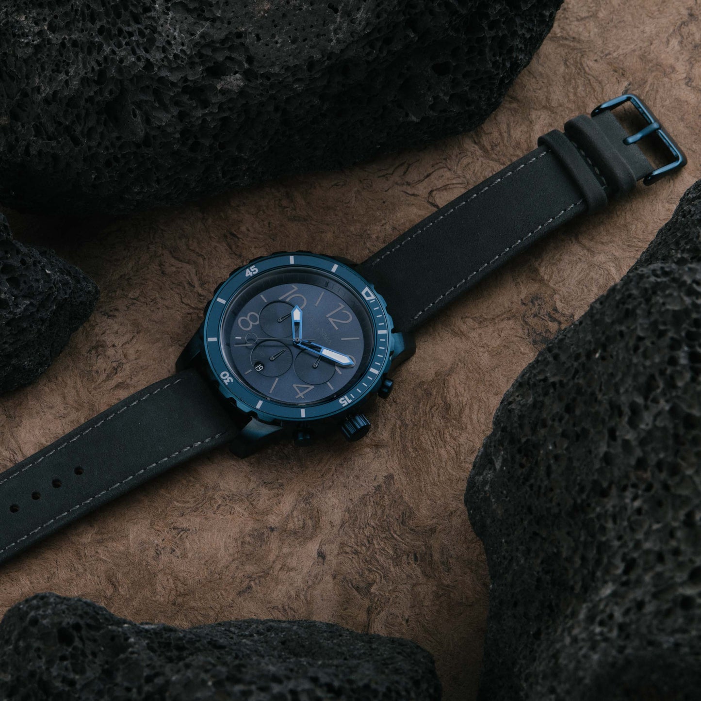 California Watch Co Mavericks Chrono Leather Deep Blue Gray
