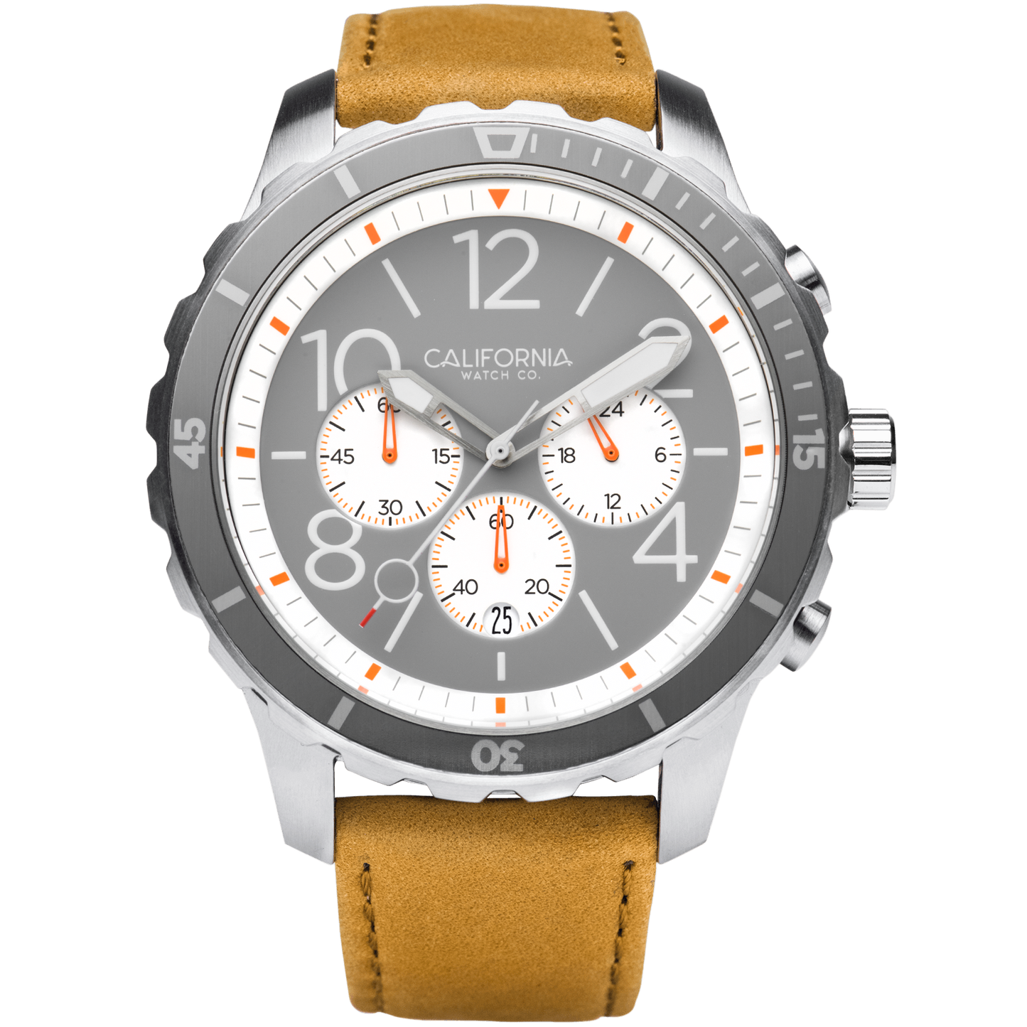 Mavericks Chrono Leather Sand Gray White California Watch Co