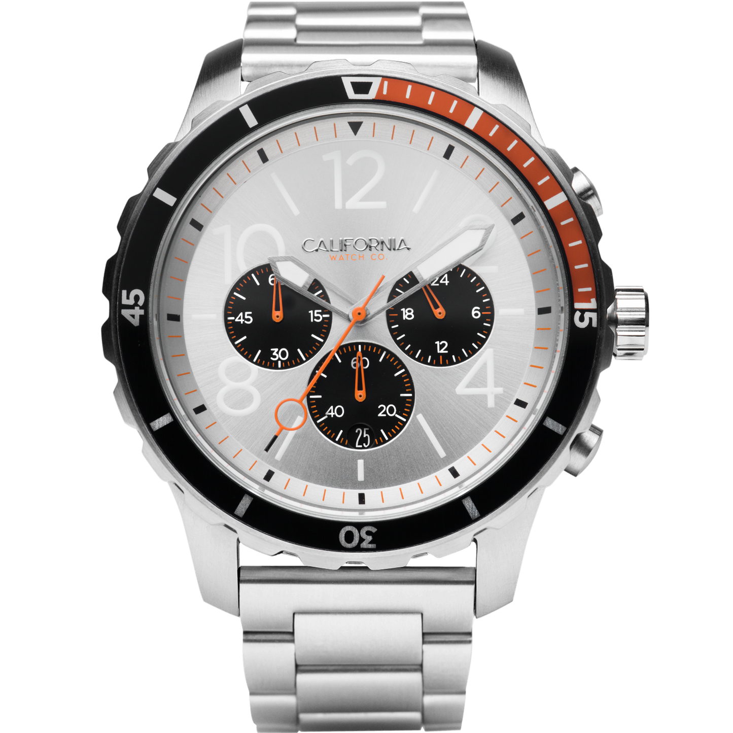 Mavericks Chrono SS Silver Orange California Watch Co
