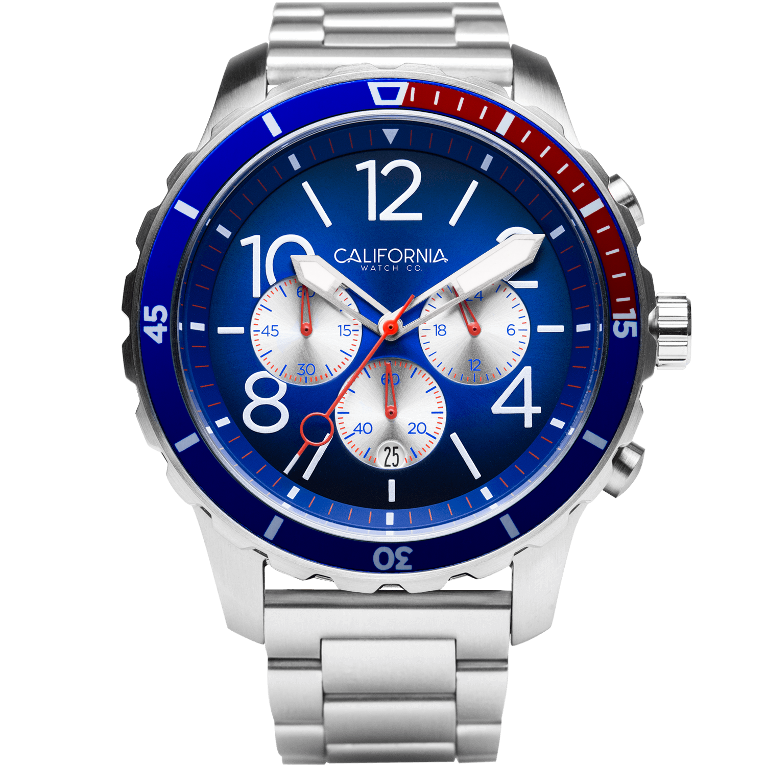 Mavericks Chrono SS Navy Red | California Watch Co