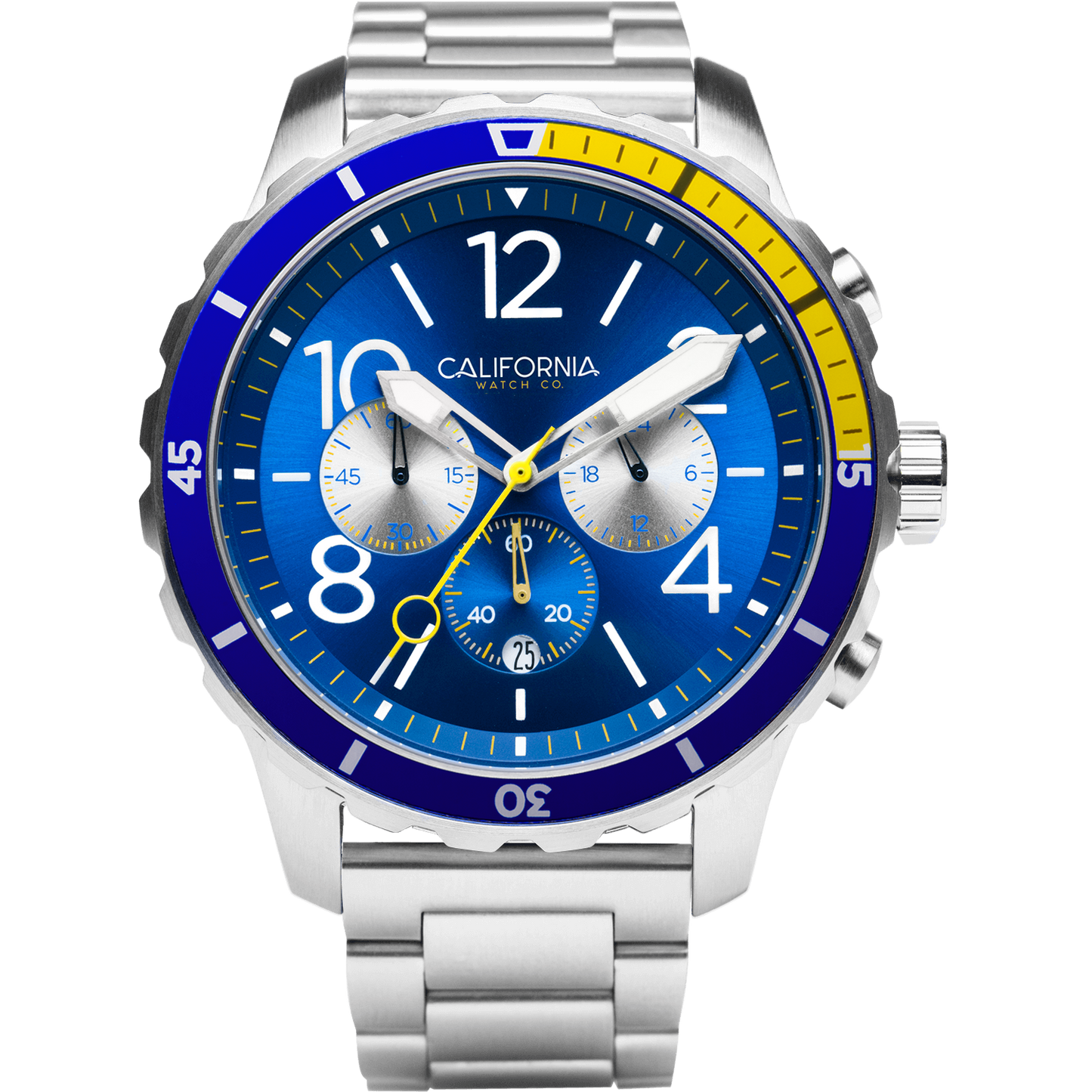 Mavericks Chrono SS Navy Yellow California Watch Co