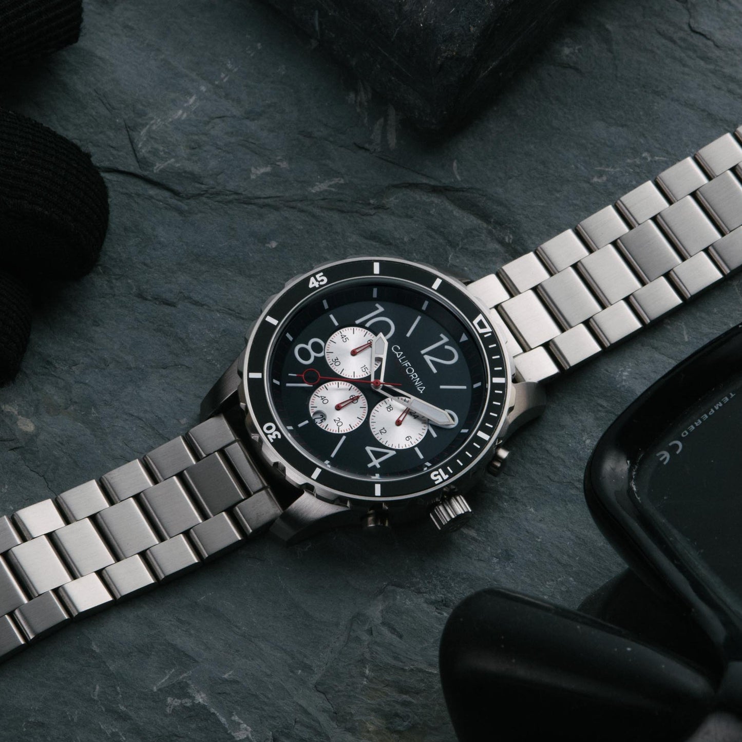 California Watch Co Mavericks Chrono SS Silver Black