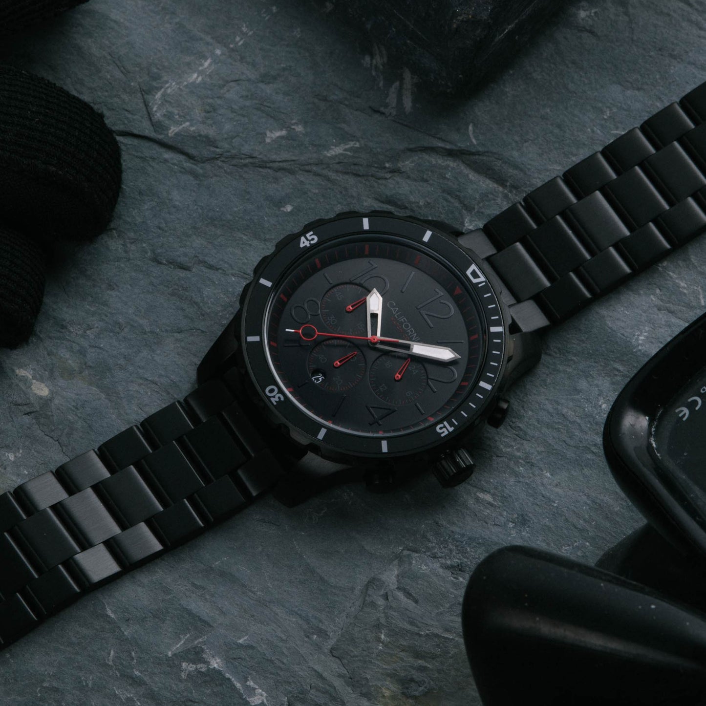 California Watch Co Mavericks Chrono SS Black Red