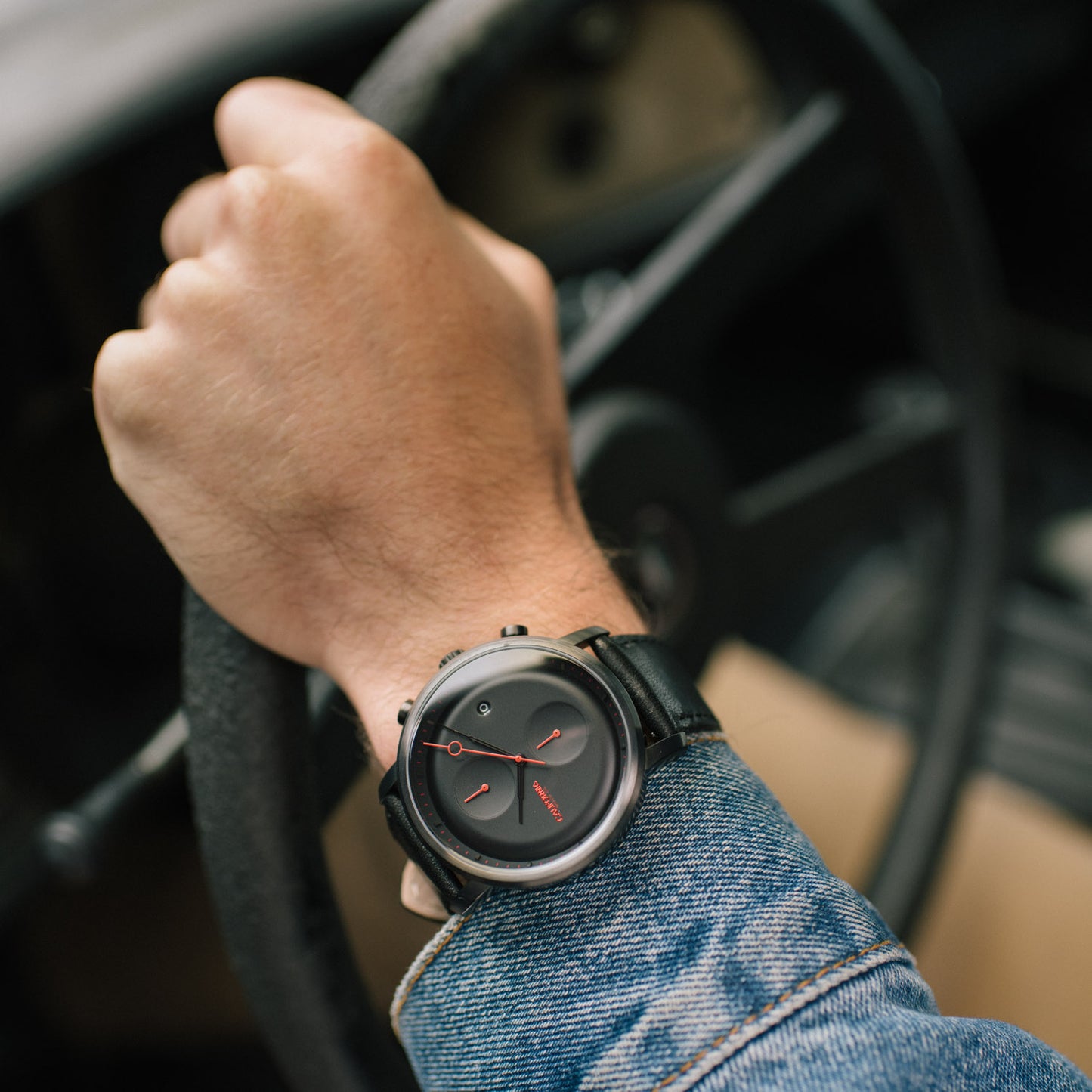 California Watch Co Golden Gate Chrono Leather Gunmetal Red