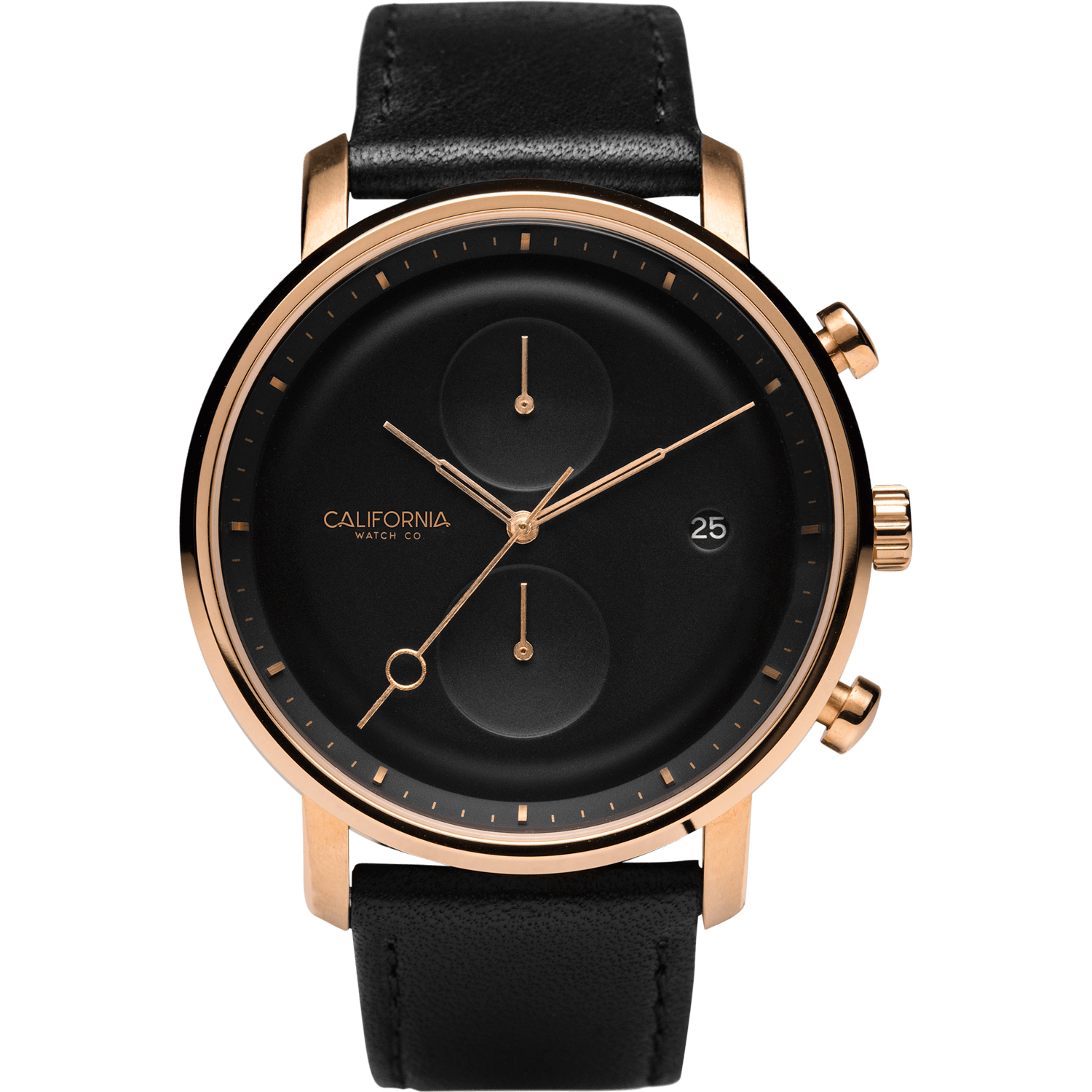 Golden Gate Chrono Leather Rose Gold Black California Watch Co
