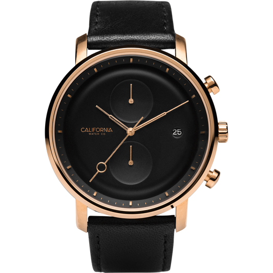 California Watch Co. Golden Gate Chrono Leather Rose Gold Black