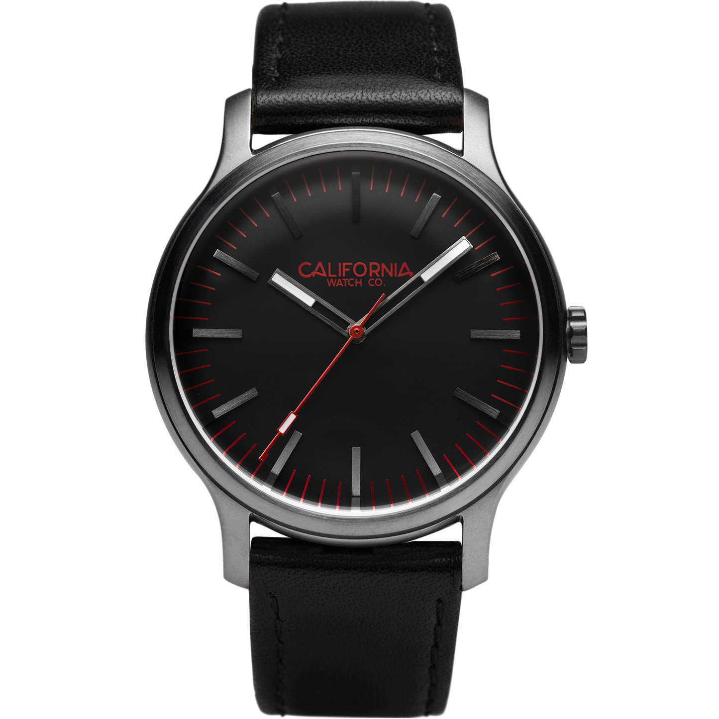 Laguna 40 Leather Gunmetal Red California Watch Co
