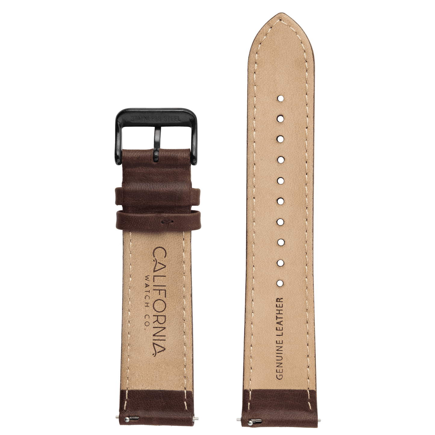 22mm Leather Dark Brown Gray