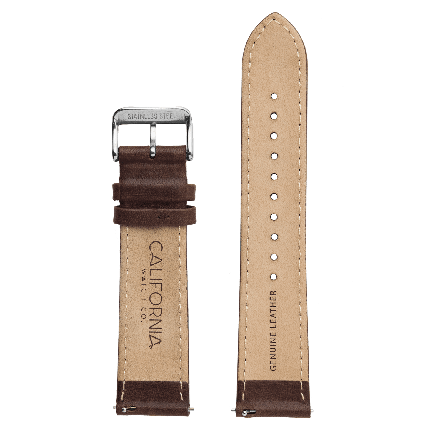 22mm Leather Dark Brown Silver