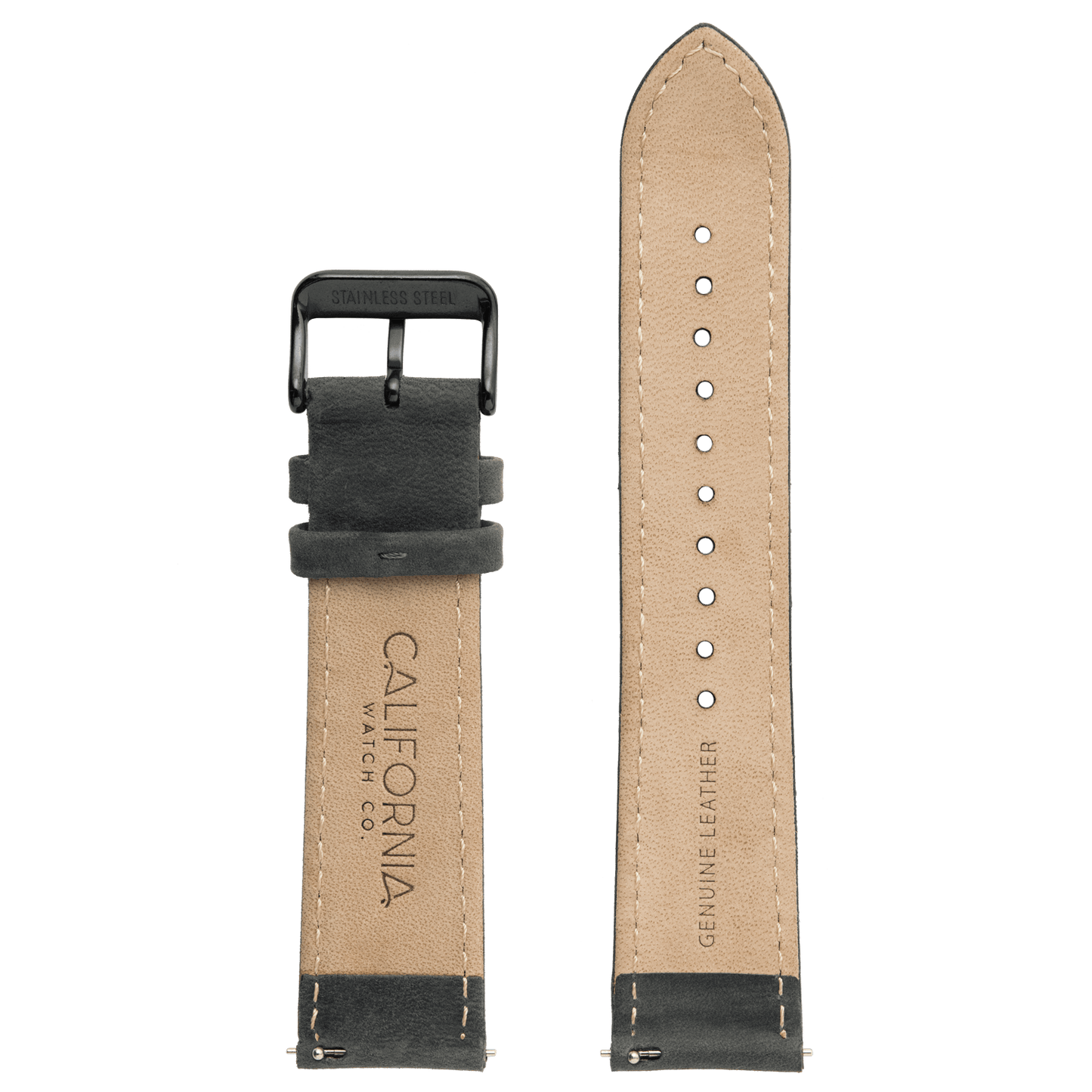 22mm Leather Dark Gray Gunmetal