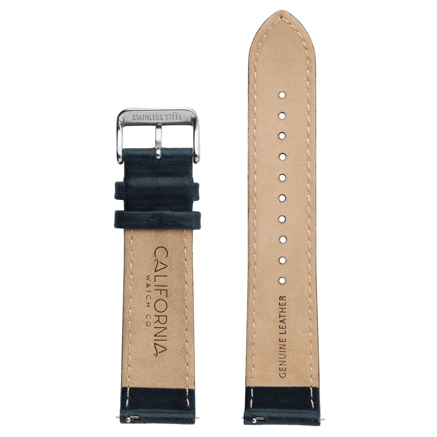 22mm Leather Navy Silver