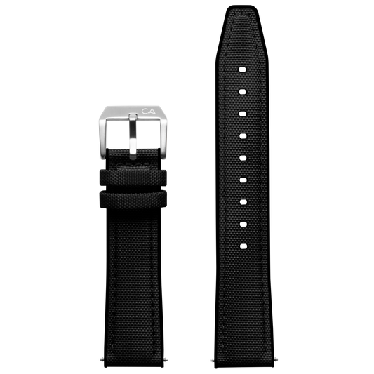 California Watch Co. 20mm Black Nylon Rubber Hybrid Strap