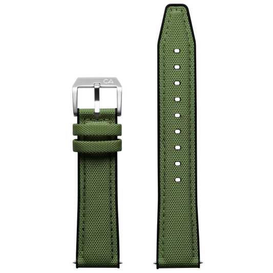 California Watch Co. 20mm Green Nylon Rubber Hybrid Strap