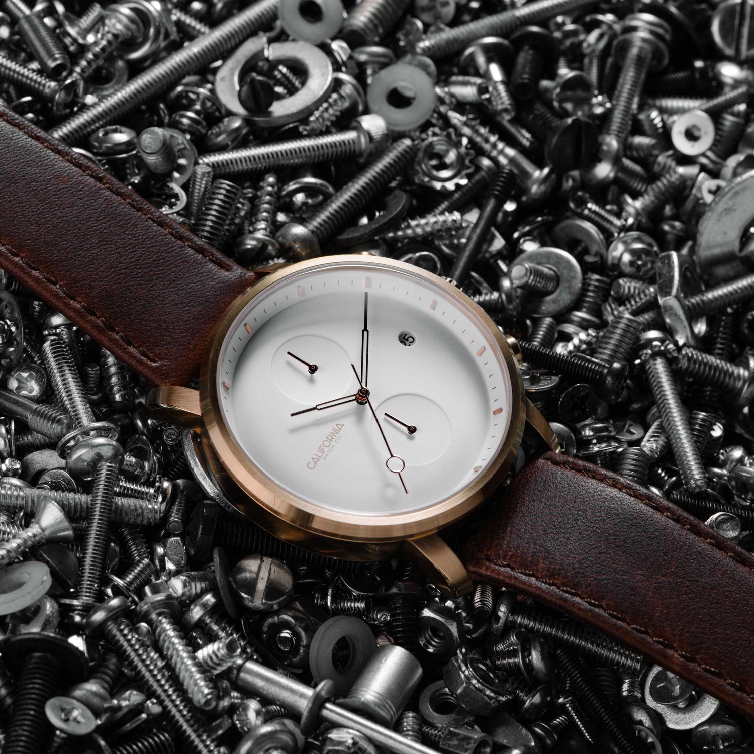 California Watch Co Golden Gate Chrono Leather Rose Gold White