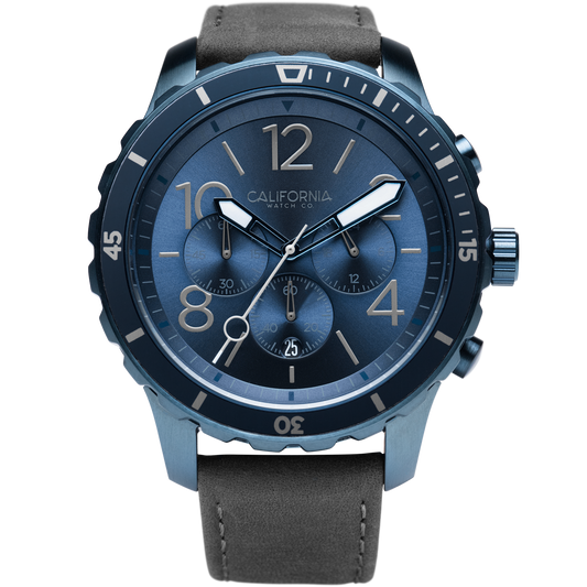 Mavericks Chrono Leather Deep Blue Gray California Watch Co