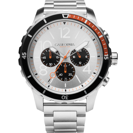 Mavericks Chrono SS Silver Orange California Watch Co