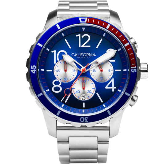 Mavericks Chrono SS Navy Red California Watch Co