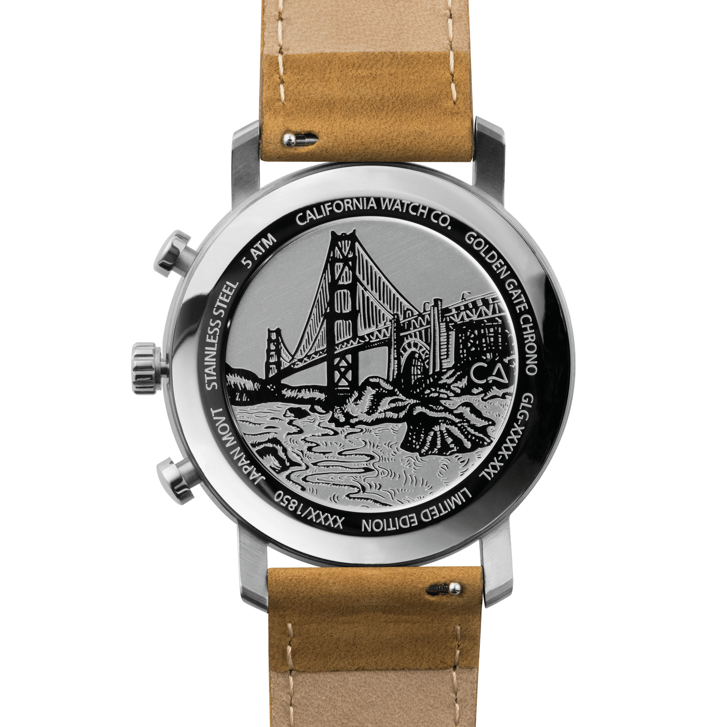 California Watch Co. Golden Gate Chrono Leather sand navy caseback