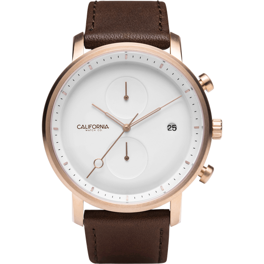 California Watch Co. Golden Gate Chrono Leather Rose Gold White