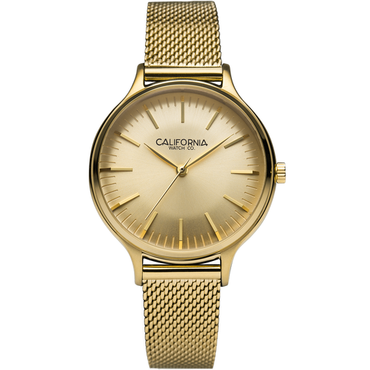 Laguna 34 Mesh All Gold California Watch Co