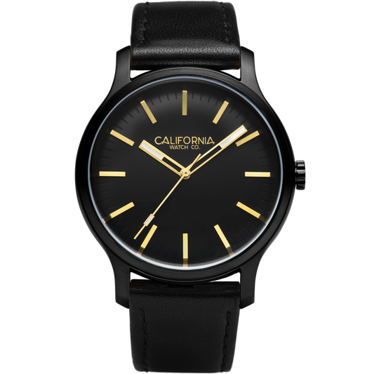 Laguna 40 Leather All Black Gold California Watch Co