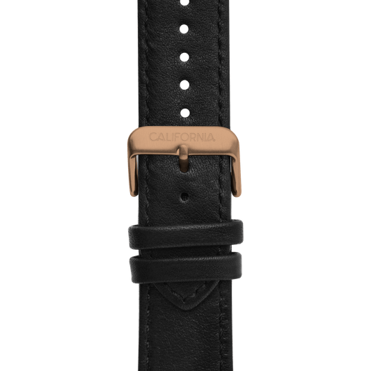 22mm Leather Black Rose Gold