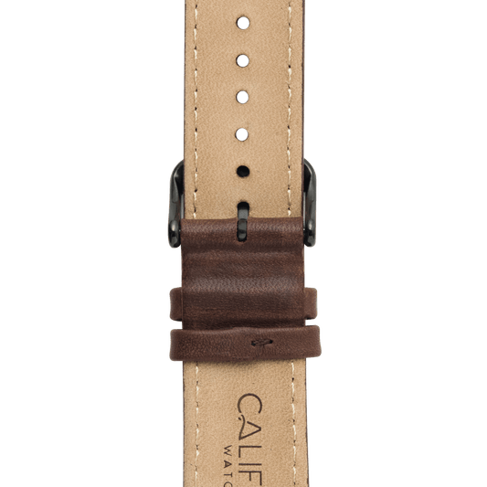 22mm Leather Dark Brown Gray