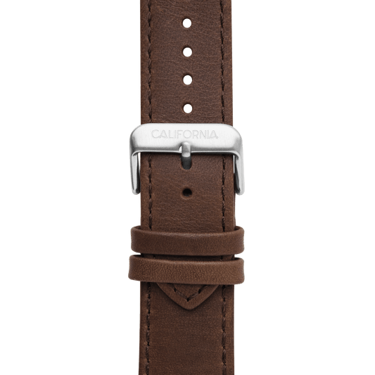 22mm Leather Dark Brown Silver