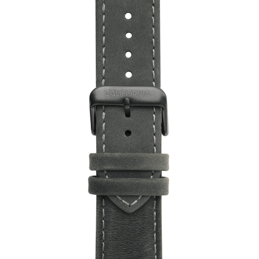 22mm Leather Dark Gray Gunmetal